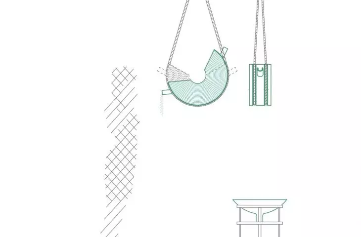 A suspended version of the washroom