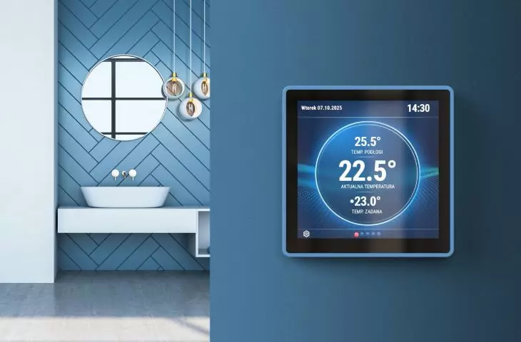 CP-04. touch multifunction panel with interchangeable bezels. It is an intuitive smart home control center with customizable up to 6 screens for different rooms.