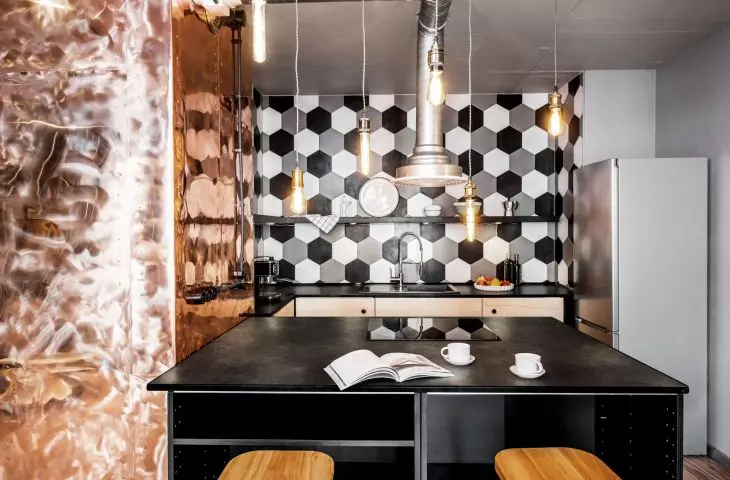 Metallic kitchen countertop 