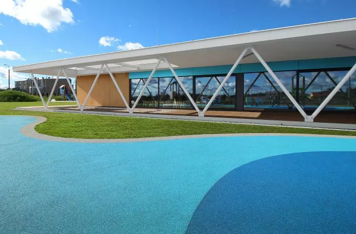 View of the kindergarten from the playground