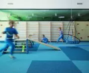 Multipurpose room with ladders and swings 