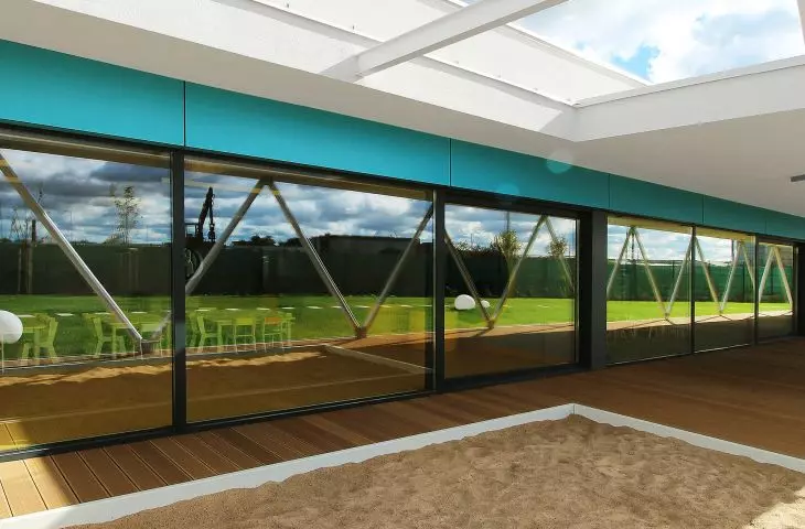 Sandbox built into the terrace