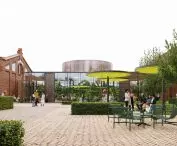 The main square with a transparent glass pavilion