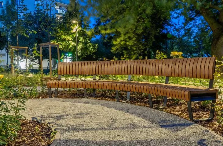 Modern modular arch bench shaping the space