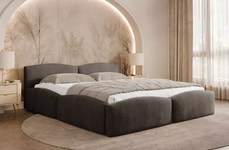 Upholstered bed Kiasta with bedding container