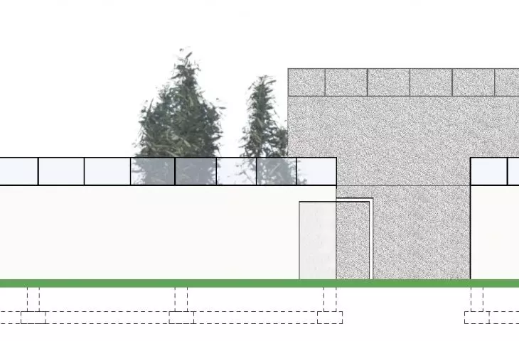 Cross-section of a housing estate in Krakow, northeast elevation