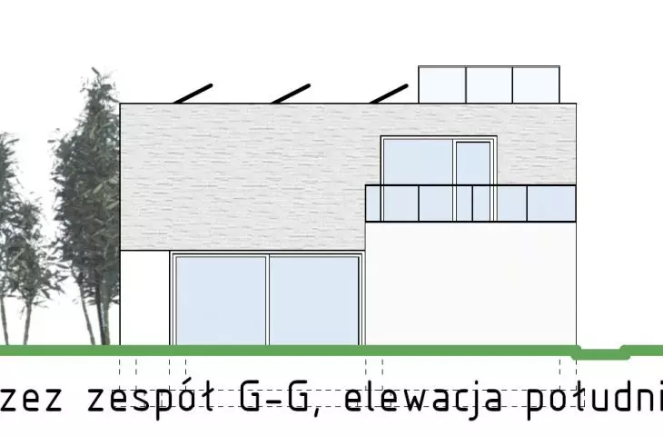 Cross-section of the southeast elevation