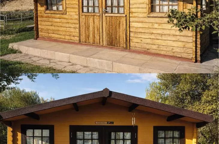 Wooden house - before and after Thermocork application