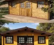 Wooden house - before and after Thermocork application