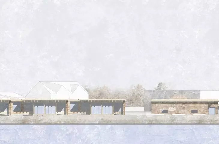 Southern elevation of the center