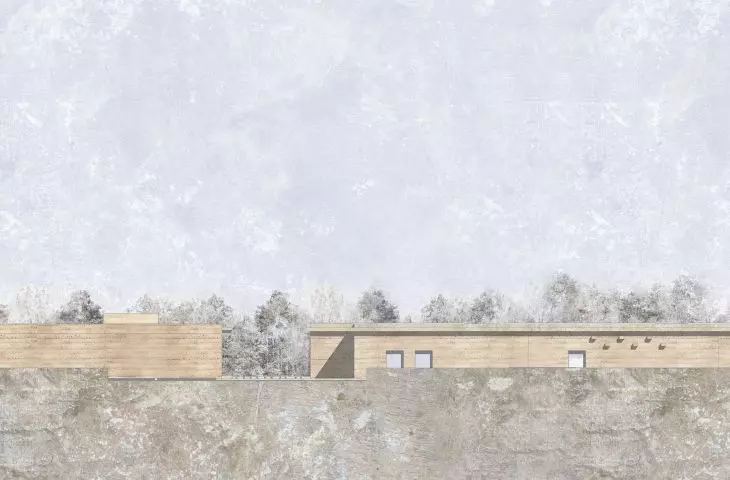 North elevation of the center