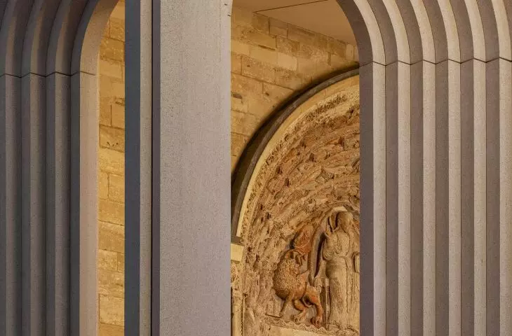 Portico in front of the facade of the Cathedral of St. Maurice in Angers