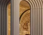 Portico in front of the facade of the Cathedral of St. Maurice in Angers