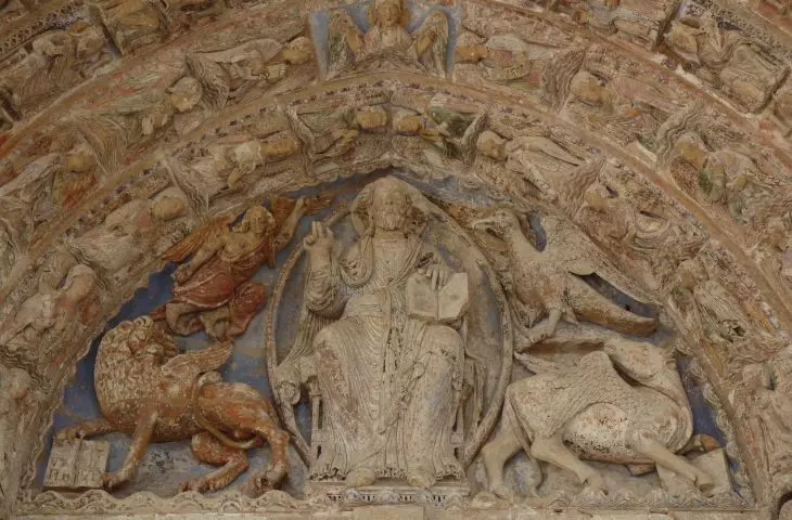 Polychrome sculptures from the portal of the Cathedral of St. Maurice in Angers