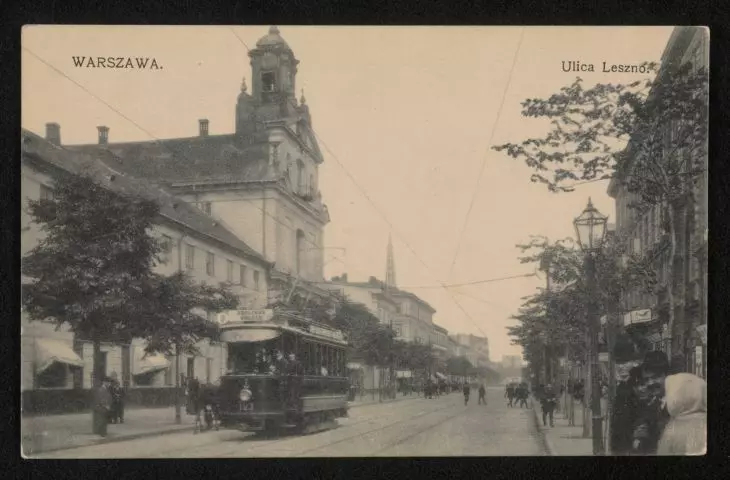 Postcard, Warsaw, Leszno Street, published by A. Chlebowski and S-ka, 1906-1912.