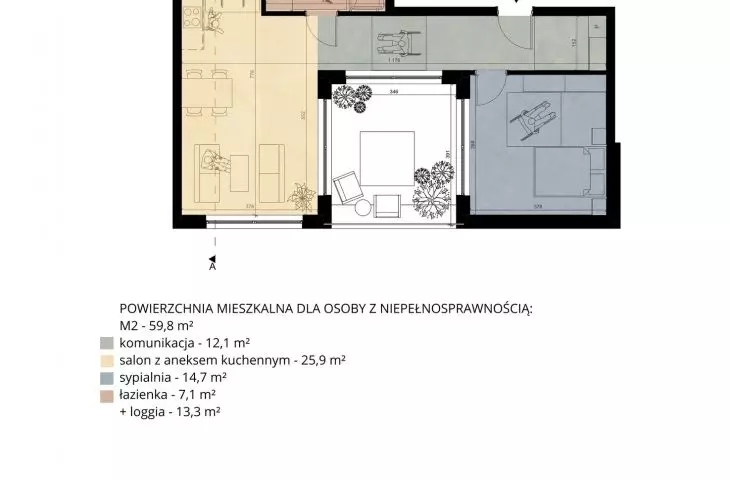 projection of an apartment for a person with disabilities