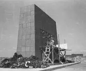 Monument to the Ghetto Heroes, Warsaw, April 1948.