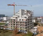 Żorro multifamily building in Żory, construction