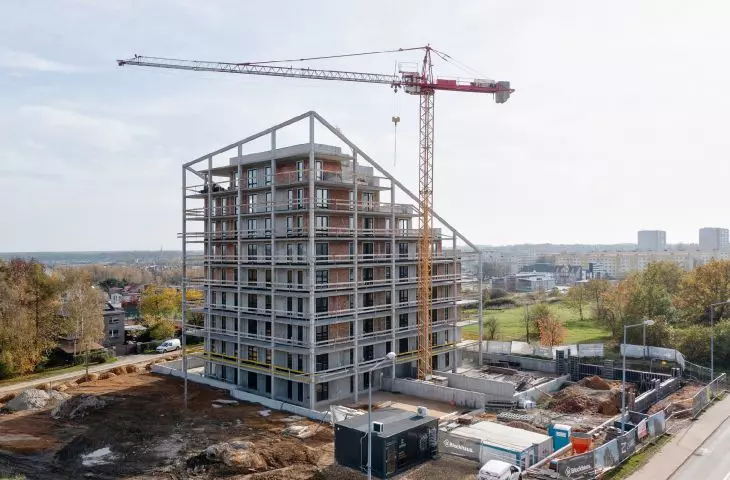 Żorro multifamily building in Żory, construction