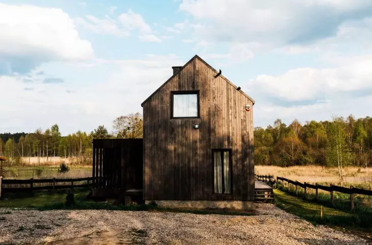House with dark wooden facade