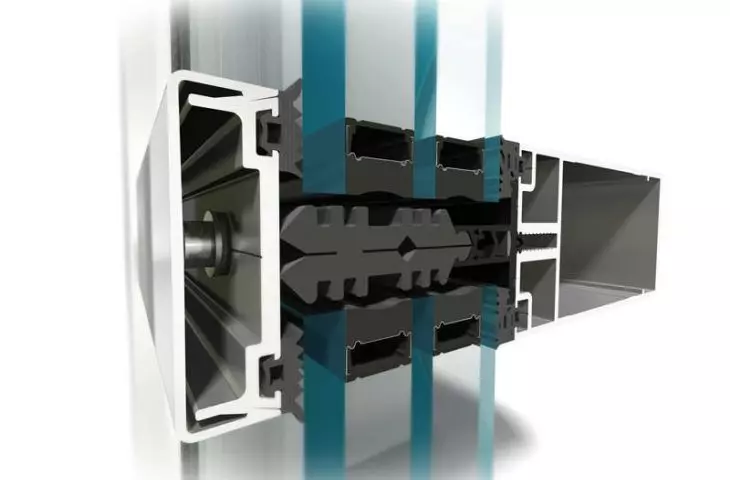 Detail of construction of MB-TT50 mullion and transom system