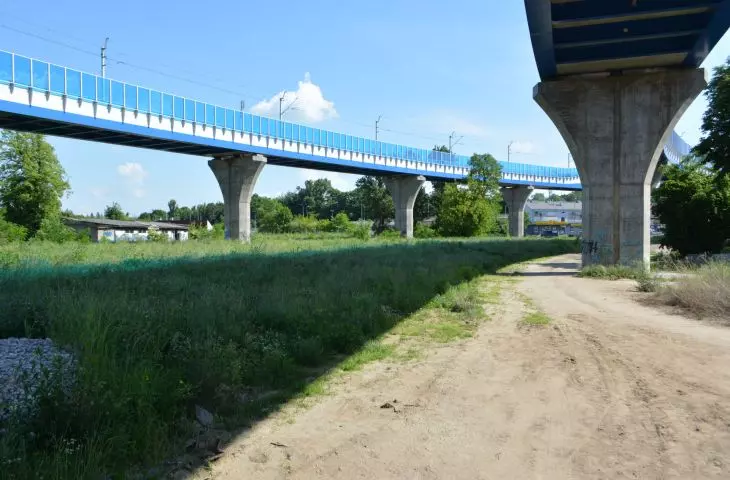 The area under the railroad connector.