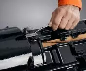 The swissporTON system eliminates the need for a traditional ridge batten - the ridge tiles are securely fastened with clamps and secured with mounting wires directly to the roof structure