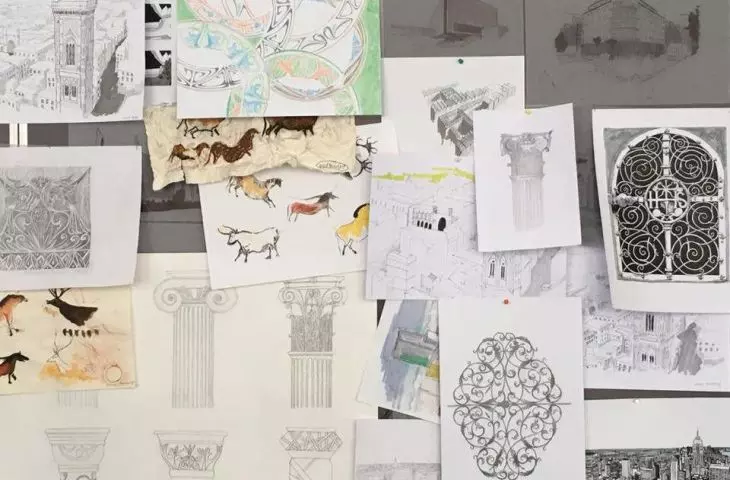 tak ważną architekturę widzą moi studenci (rysunki wykonane na pierwszym roku studiów)