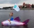 Cecilia Malik, Fish Certa and the flag of the Save the Rivers Coalition