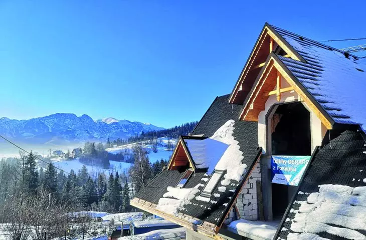 House under construction in winter
