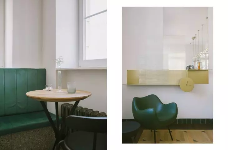 Gold-green design elements