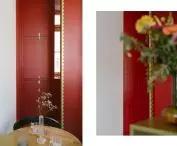 The red technical section is the backdrop for the entire interior