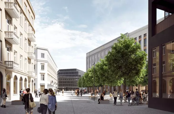 A distinctive element of the square will be special floor slabs made of fiber-reinforced concrete