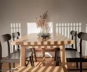 HUS is filled with wooden furniture