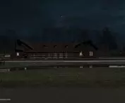 the south facade after dark