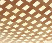 The use of wood in the installation is part of a series of experiments by the studio involving “fabrics” constructed from rigid elements