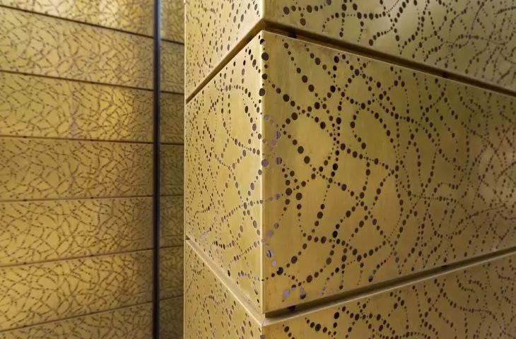 Perforated metal sheets on the facade
