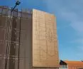 Perforated metal sheets on the facade