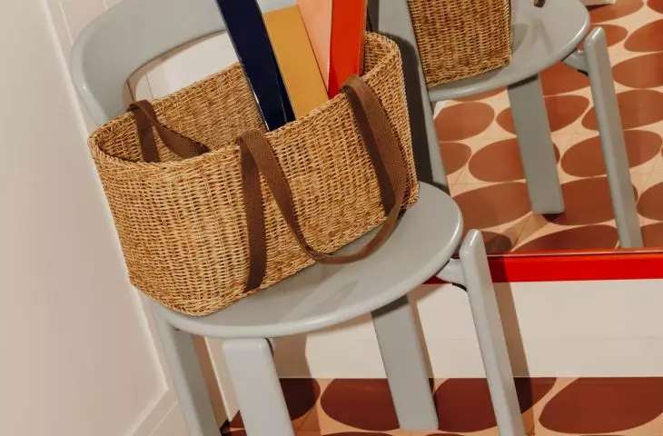 The design combines a casual, family-friendly vibe with a refined composition of colors, shapes, and materials
