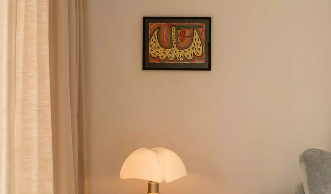 Striking details stand out against the neutral background