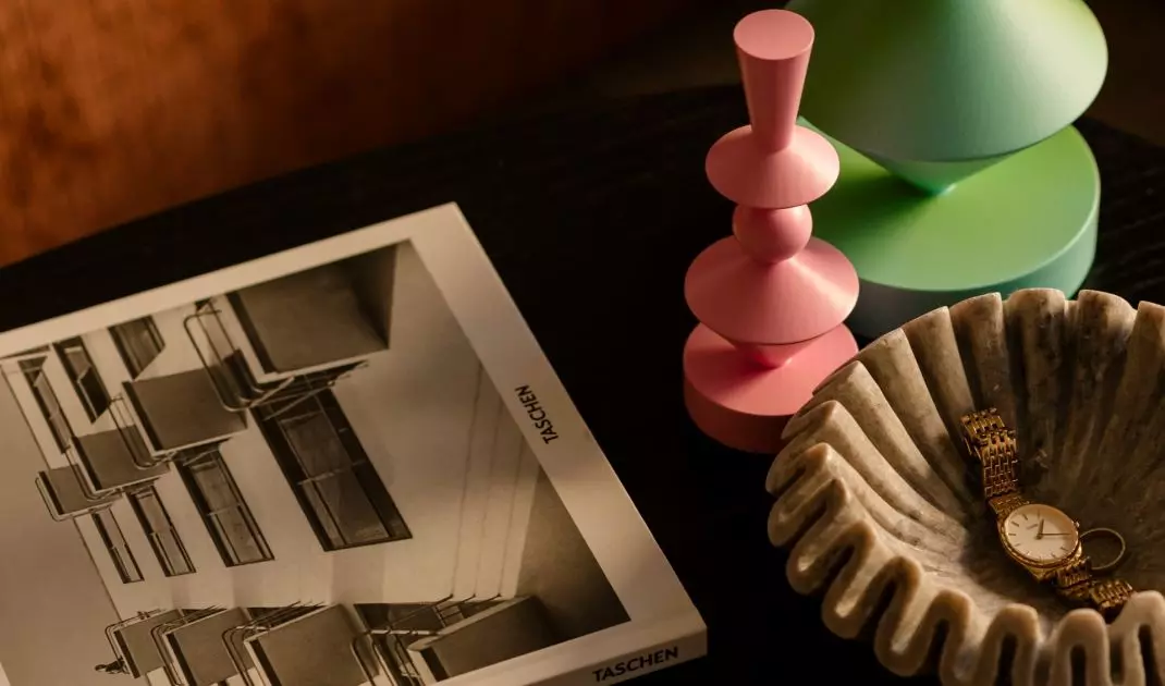 The decorative accents here aren't random—they help create the apartment's personal character