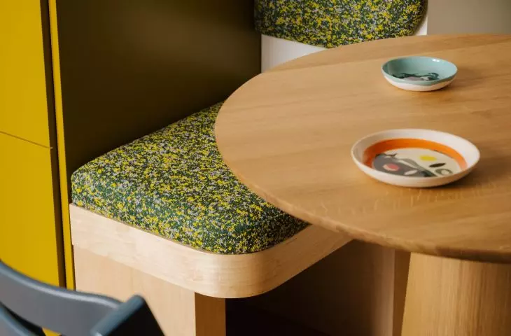 There was room in the kitchen for a small table with a bench