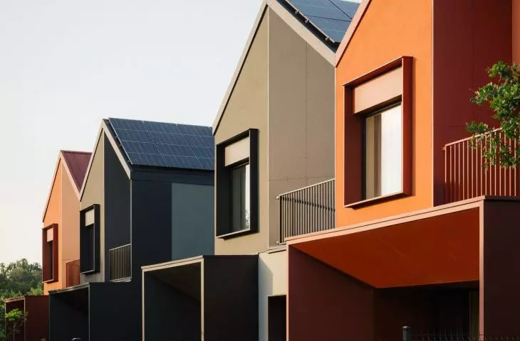 A neighborhood of single-family homes at 58 Borków Street in Warsaw
