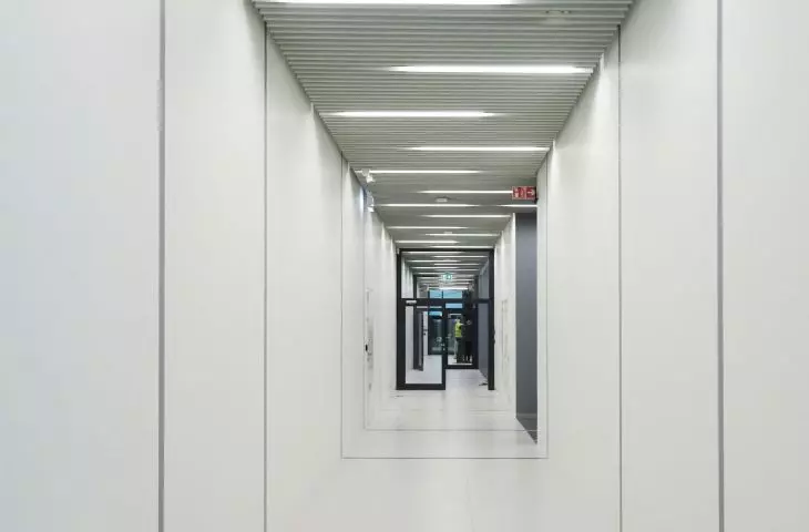 long perspectives in the interior of the center 