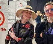 Prof. Marta Urbańska, a lecturer at the Faculty of Architecture at the Kraków University of Technology and a member of the EUMies Awards jury, and Aleksander Janicki at the “Architecture in Action” exhibition in Barcelona in 2024