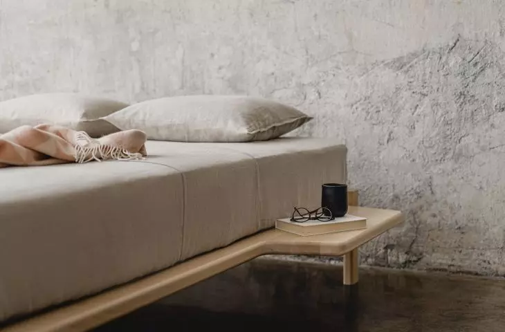 PUFF bed made of oak wood
