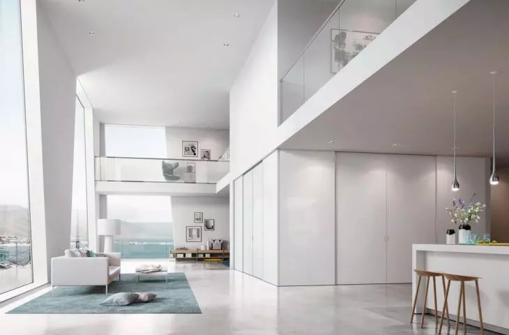 Built-in bookcase in the kitchen and living room area