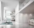 Built-in bookcase in the kitchen and living room area