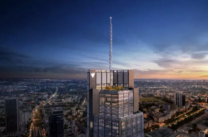 Budynek Varso Tower w Warszawie, farba z kolekcji FUTURA w odcieniu Noir 2100 Sable