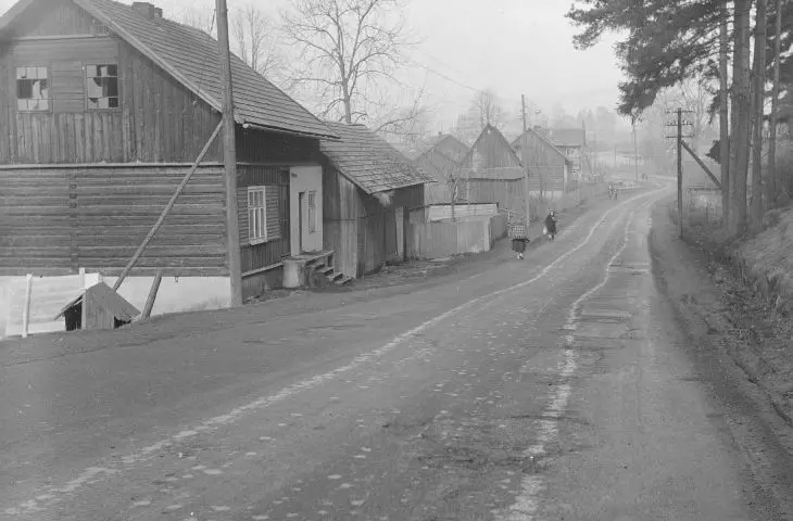 Zabudowa wsi Maniowy przed zalaniem przez Jezioro Czorsztyńskie